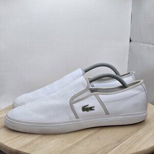 Mens Size 10 - LACOSTE Graduate BL Leather Loafers White Alligator